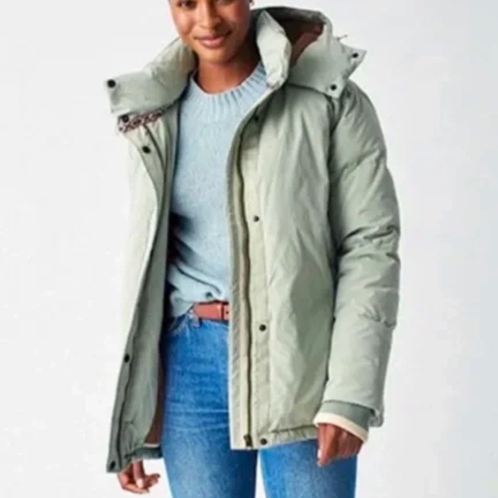Faherty Brand Recycled Down Breathable Chalet Puffer Jacket Sage Green $398 NWT!